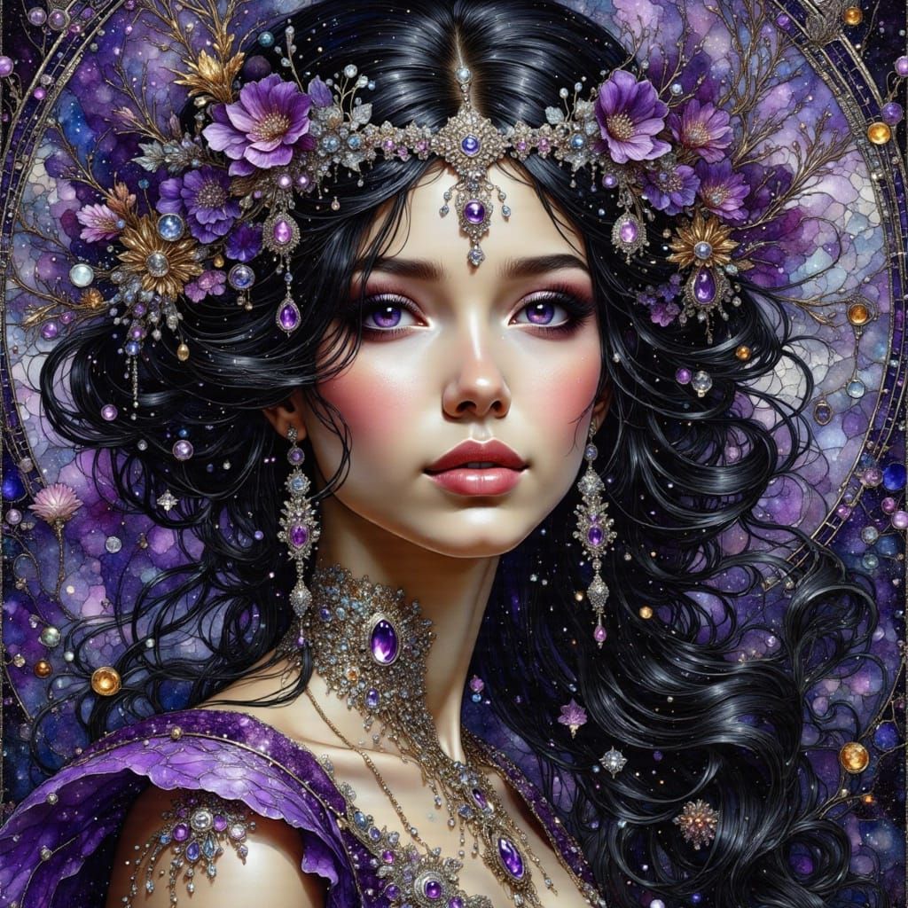 Art Nouveau Woman with Sparkling Accents