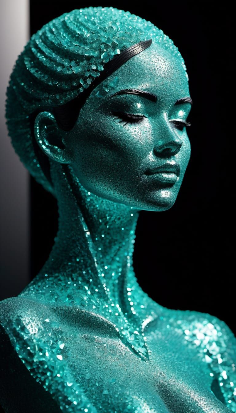 Turquoise sugar crystal sculpture