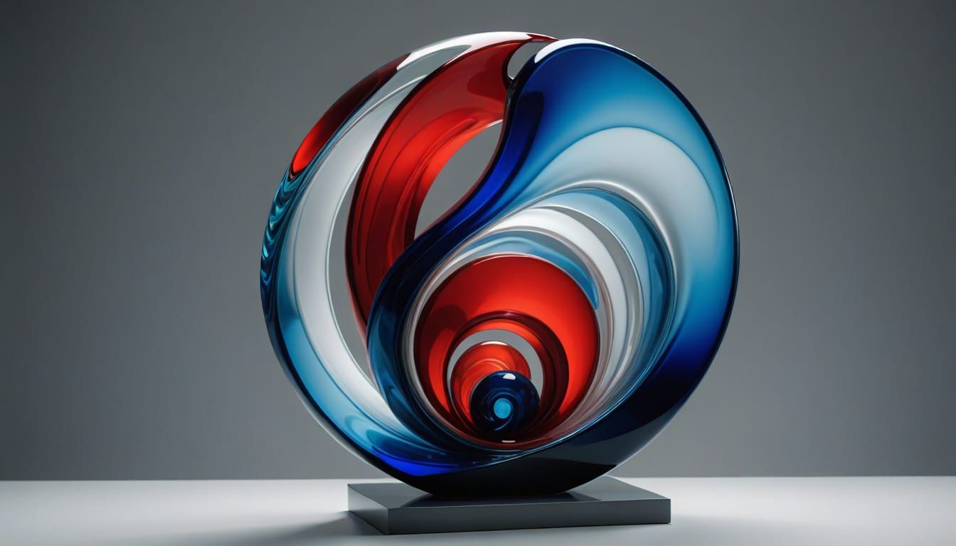 Modern Abstract Glass Sculpture with Fractal Textures
