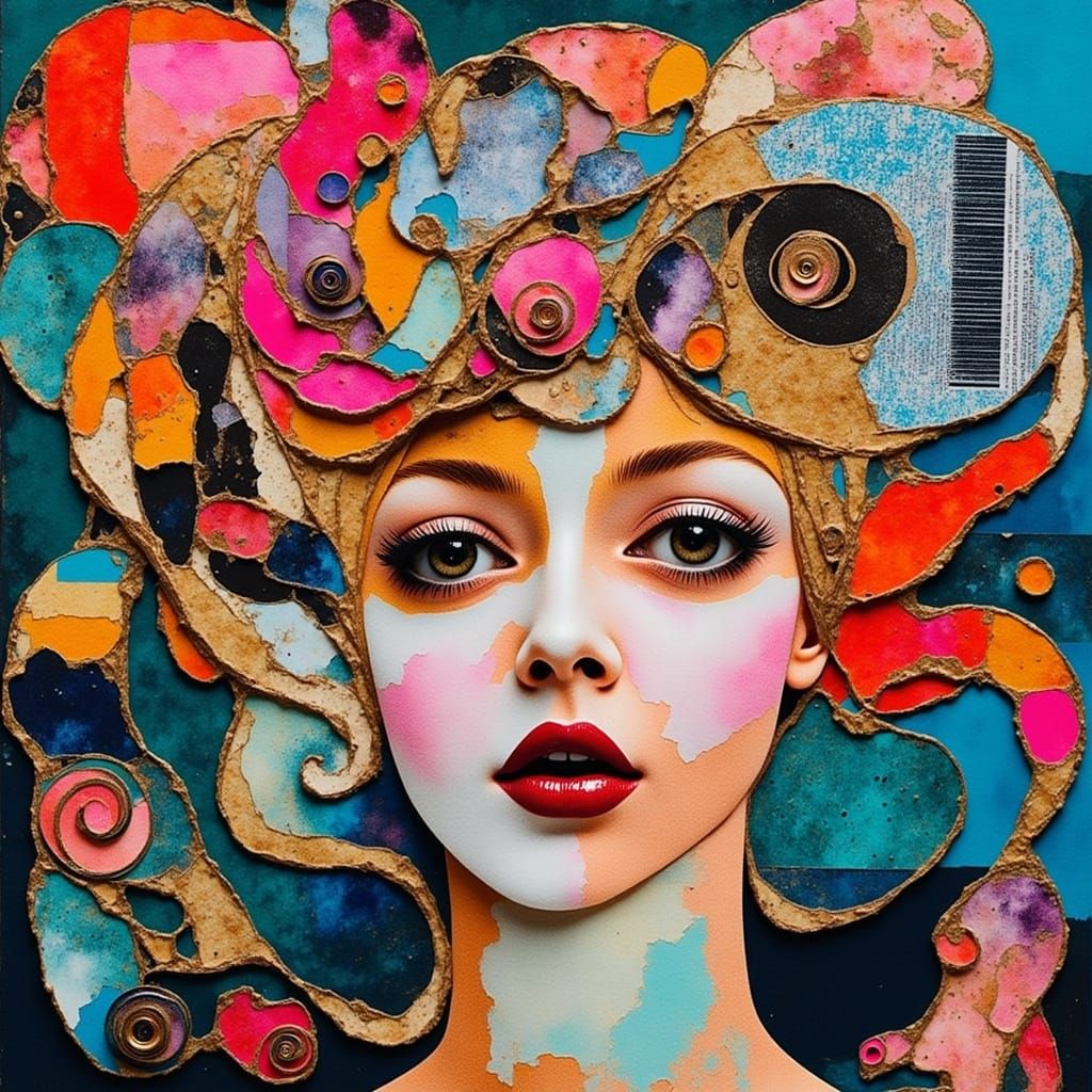 Vibrant Multicolor Collage with Layered Textures