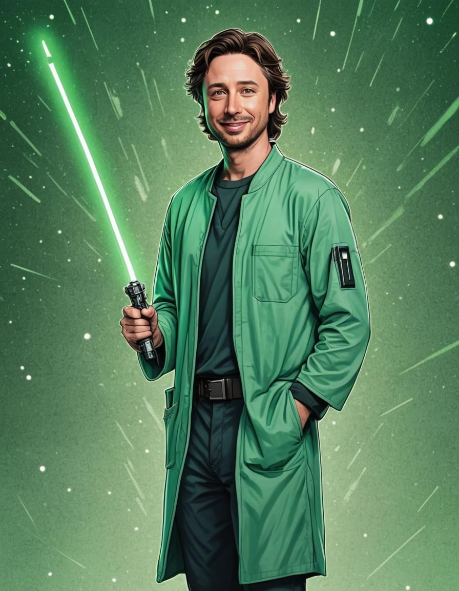 Zach Braff as Jedi Master in Comic Style