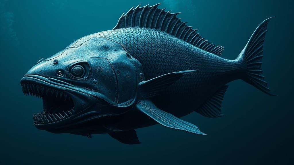 Dark Fantasy Sea Predator in Metallic Hues