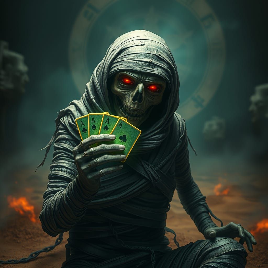 Ancient Mummy Wields Glowing Poker Cards in a Haunting Egypt...