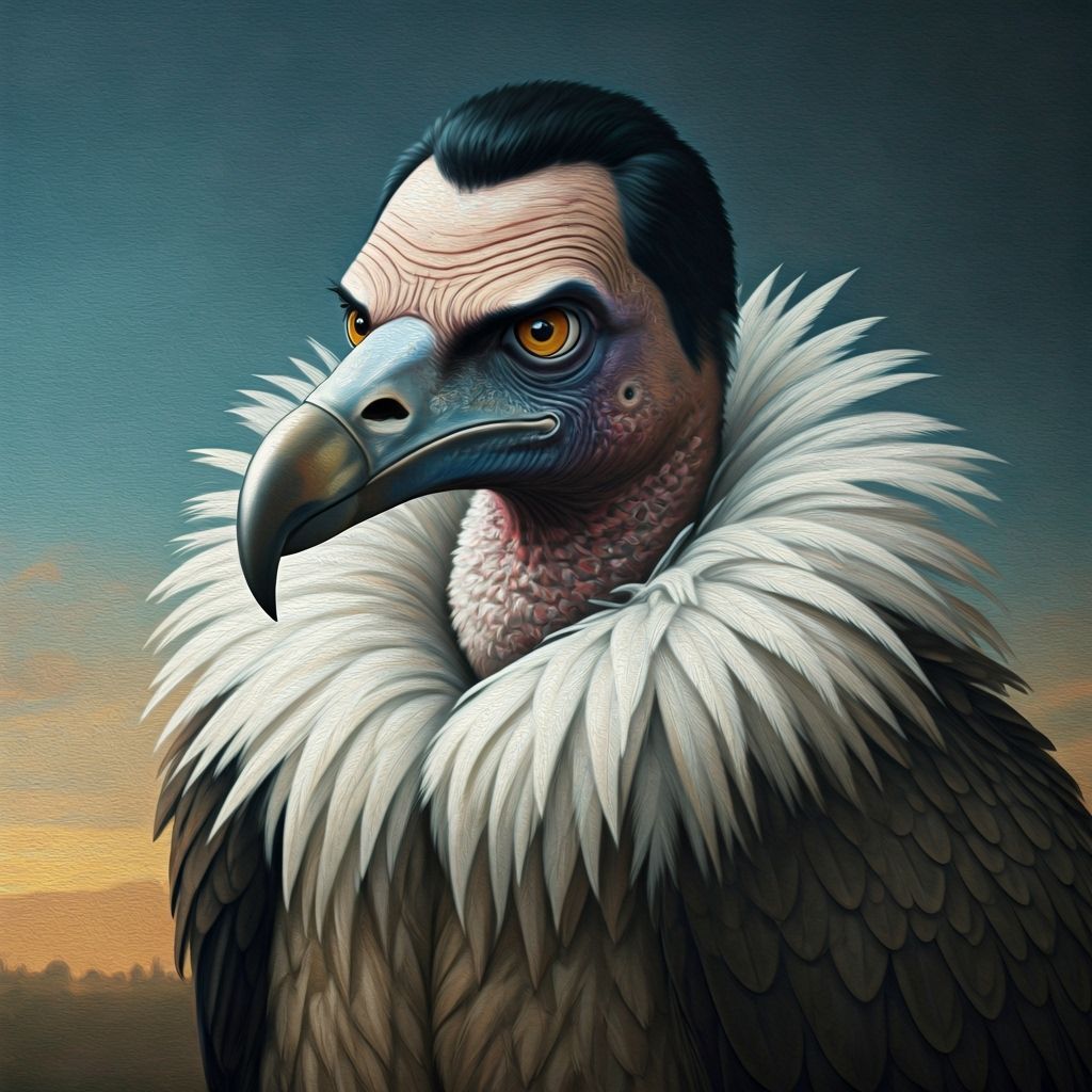 Surreal Vulture Mr Bean Hybrid Oil Painting