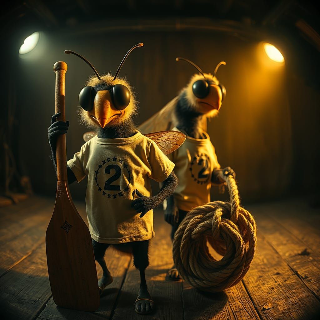 Anamorphic Bees on Stage in Surrealist Style