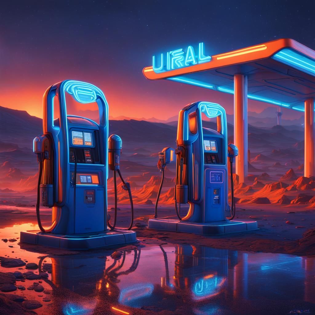 Alien Gas Station on a Neon Planet
