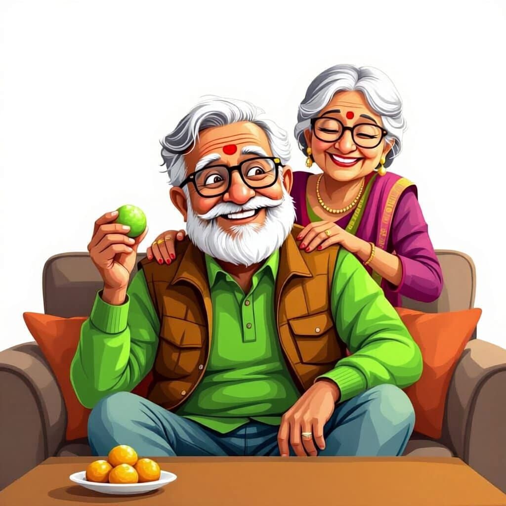 Mischievous Indian Man Hides Sweet from Knowing Grandmother