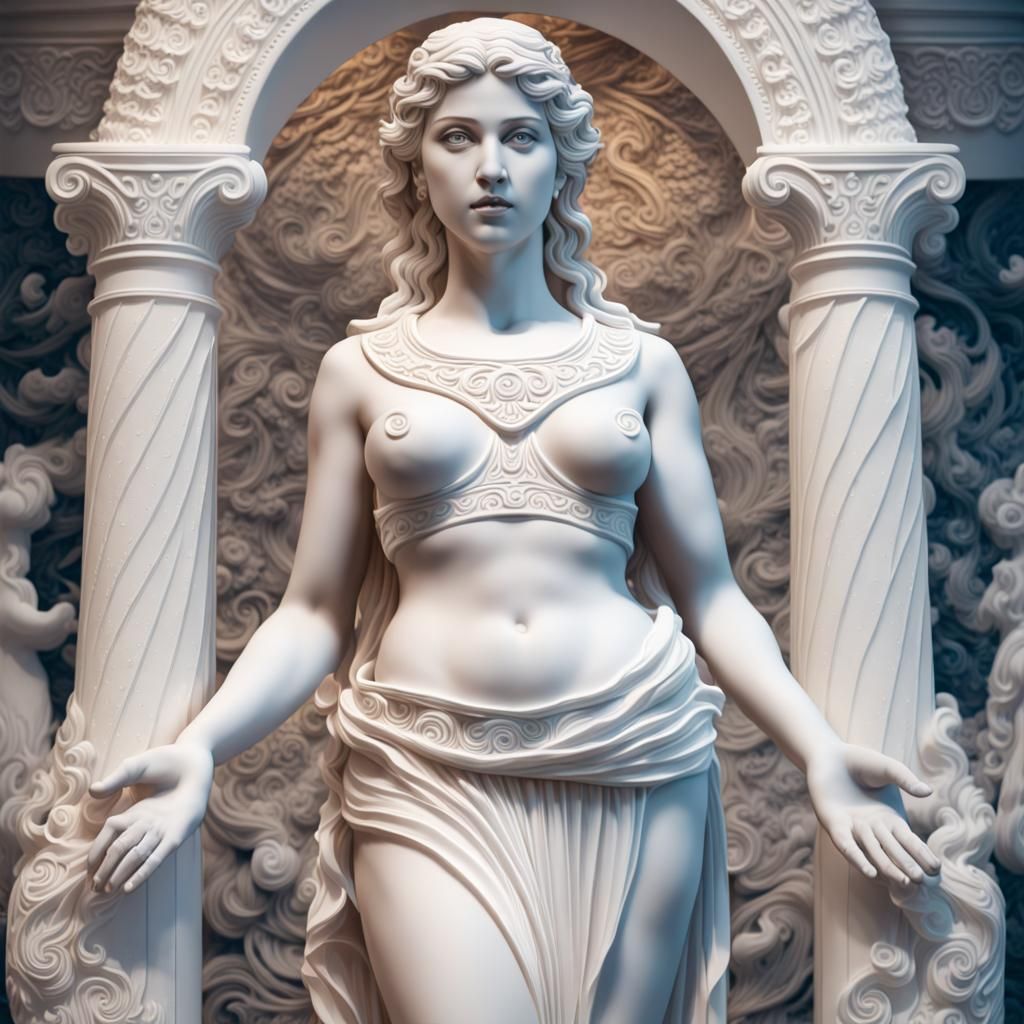 Aphrodite Statue on Olympus: Detailed Matte Painting