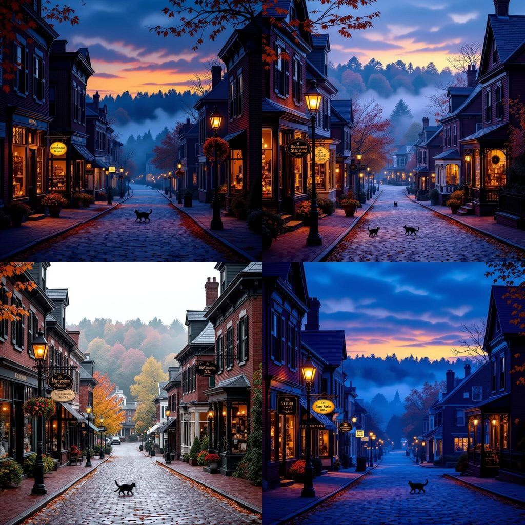 Enchanting New England Town at Twilight