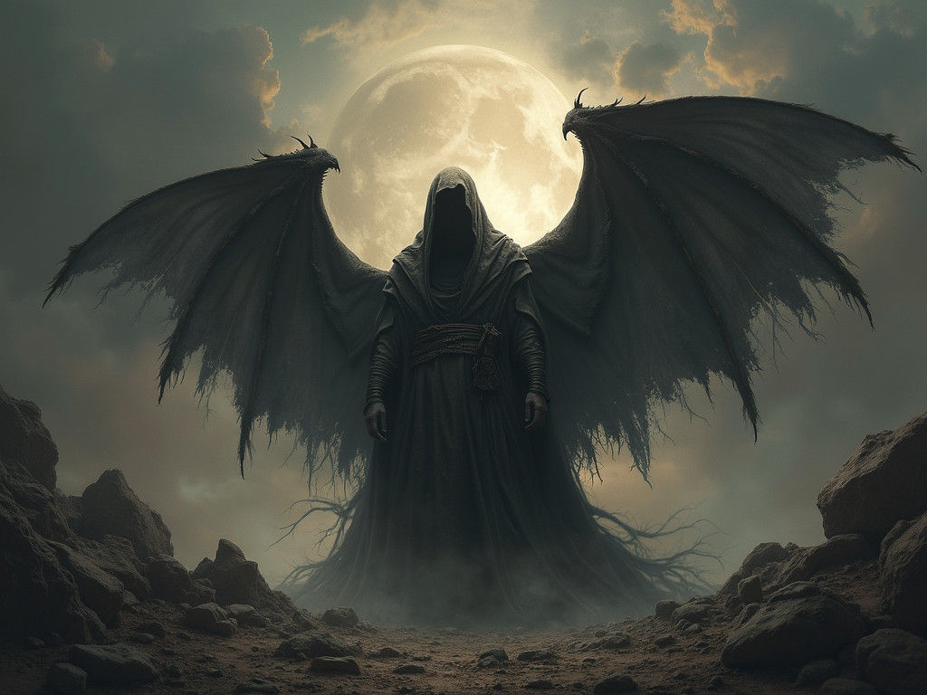 Creepy Boundless Landscape with Volcano