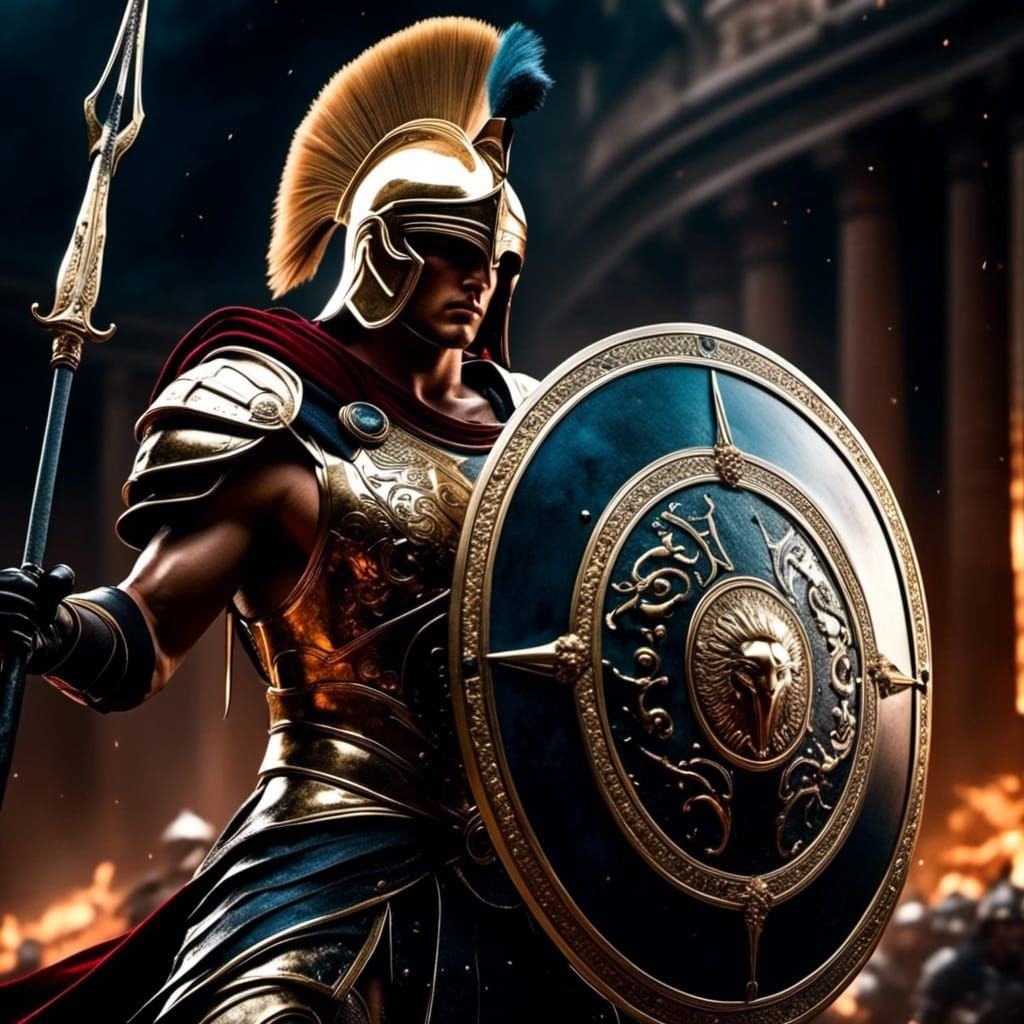 Achilles in Battle for Troy: Dark Fantasy Concept Art