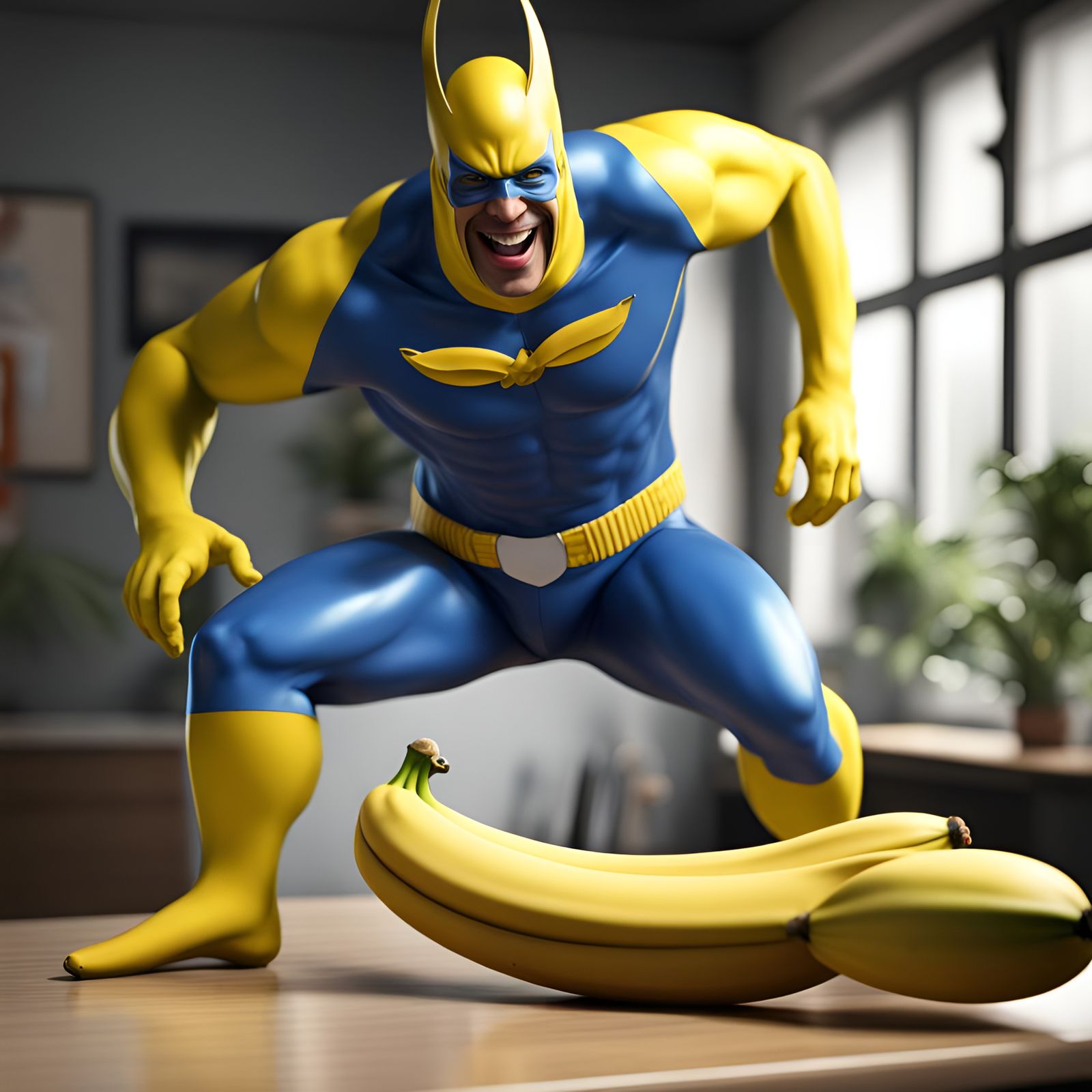Hyperrealistic Bananaman Concept Art in 8k