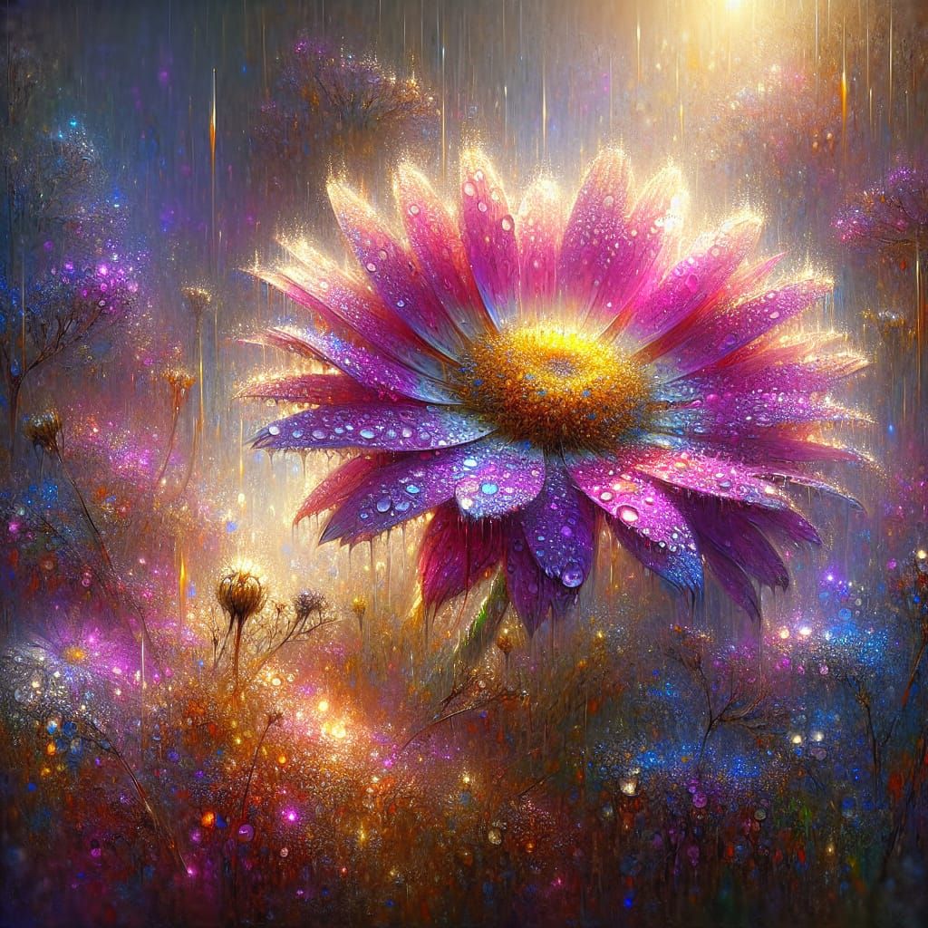 Dawn's  Whisper, an Impressionist picture of a wild pink and...