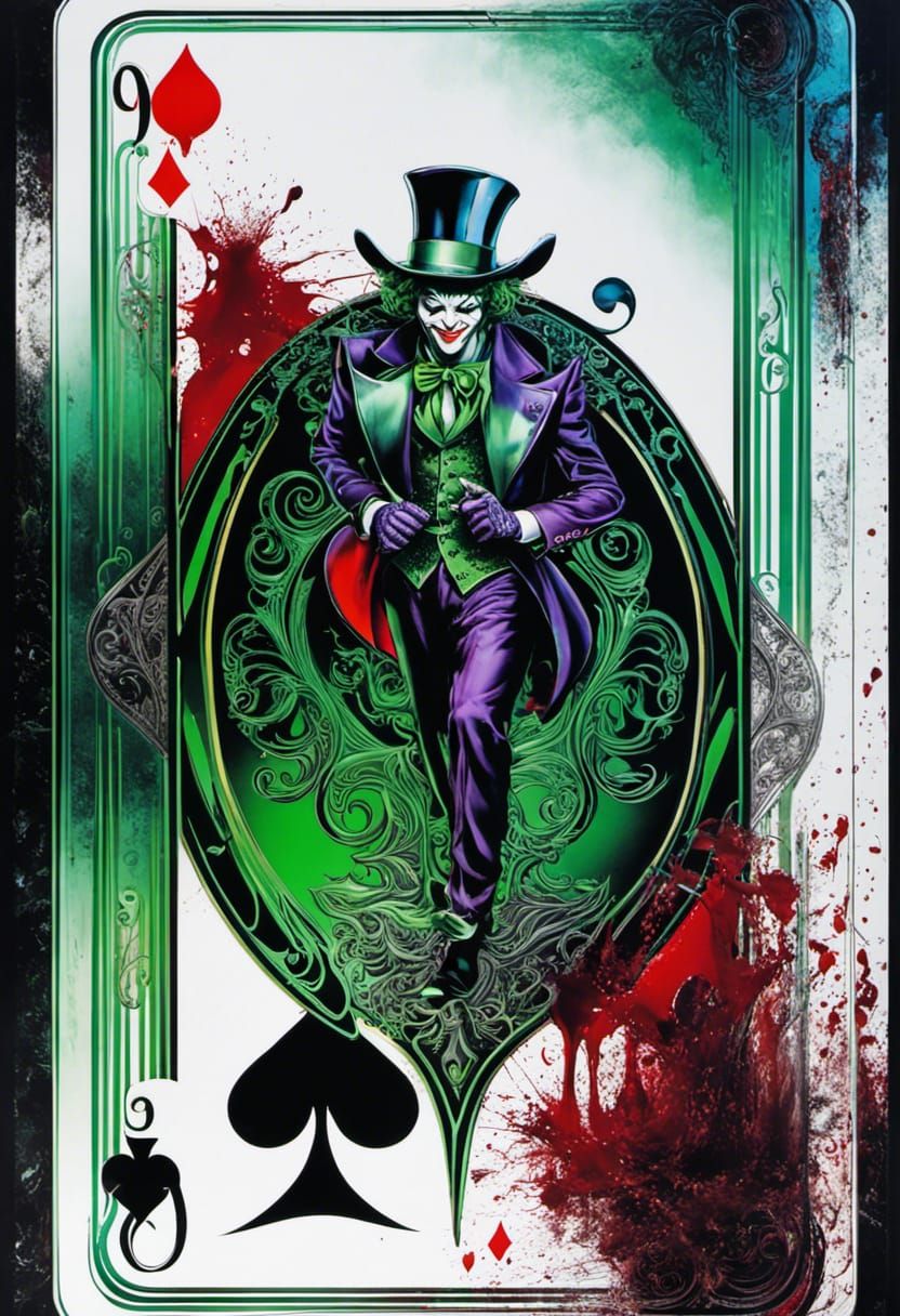 Joker Playing Card in Art Nouveau Style