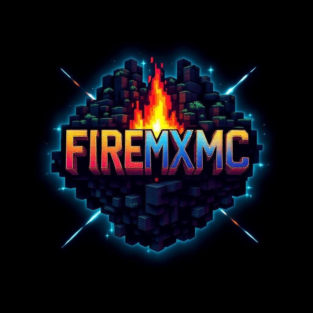 Firemxmc Minecraft Server Logo in Pixel Art Style