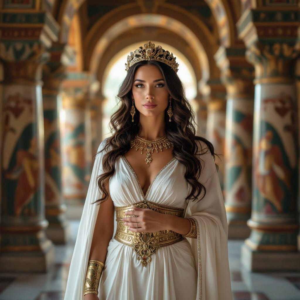 Byzantine Goddess in Temple Digital Painting