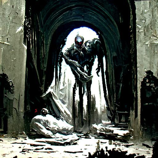 Sinister Horror Scene in Gustave Doré Style