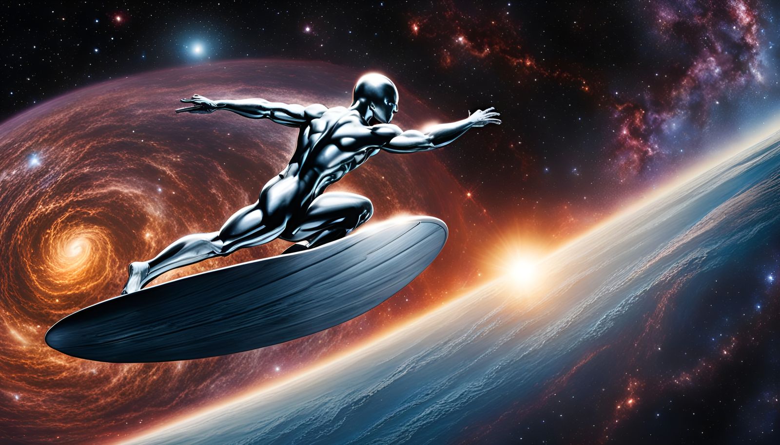 The Silver Surfer (Marvel Comics) Surfing Through The Andromeda Galaxy (Continued)