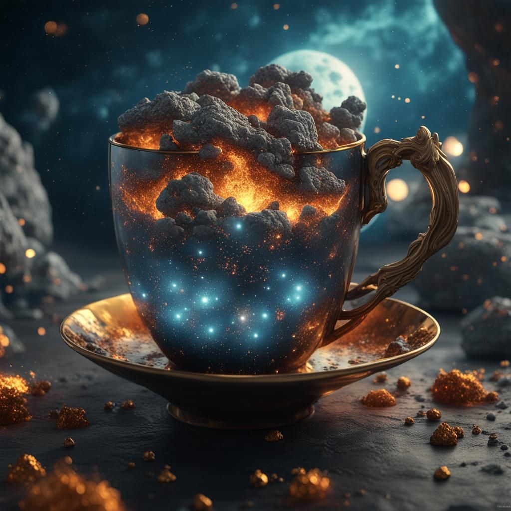 Ghibli Klimt Teacup Dreamscape in Art Nouveau Style