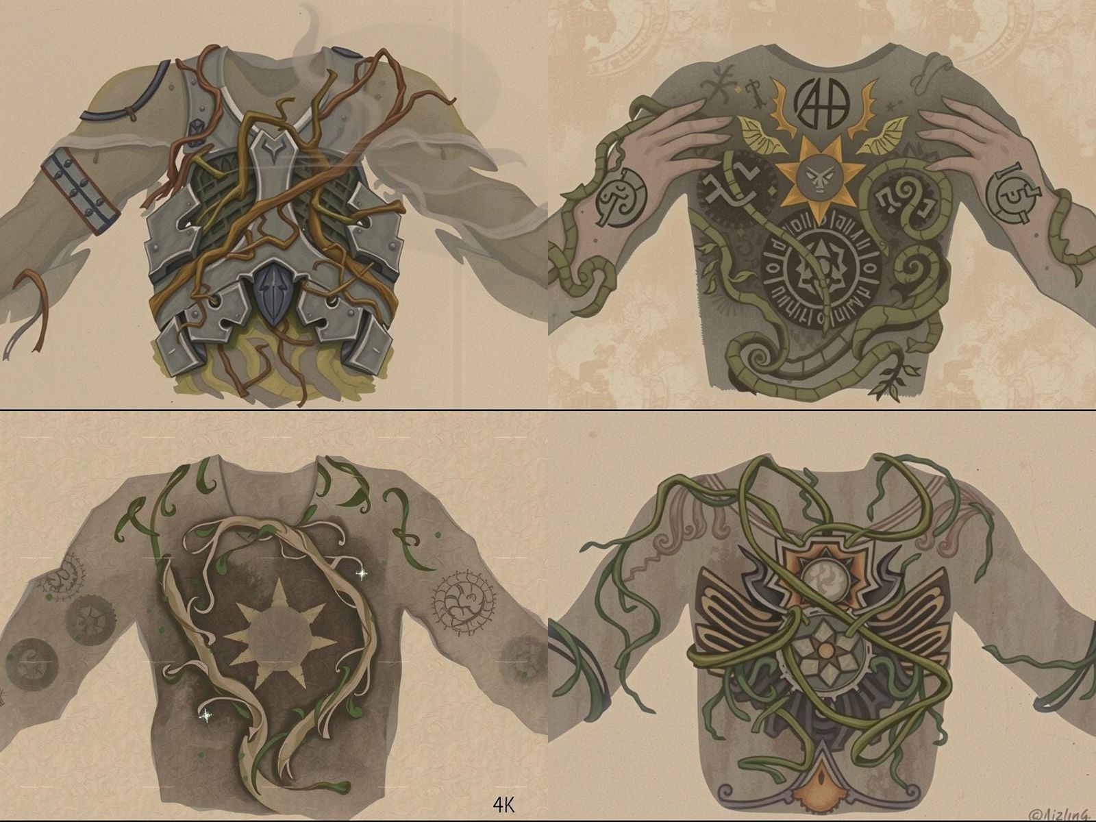 Mystical Jungle Chestplate Icon in Watercolor Aura