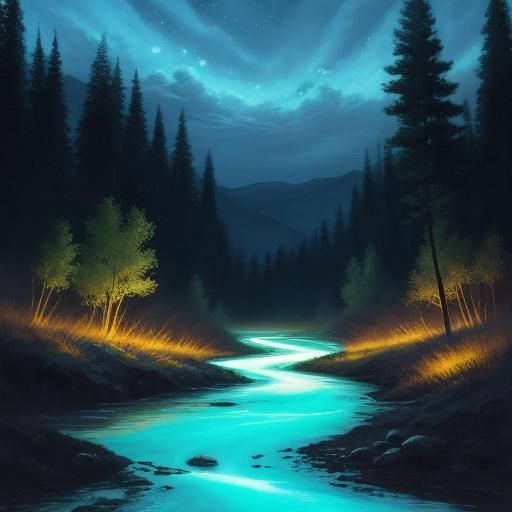 Glowing River Generated by AI