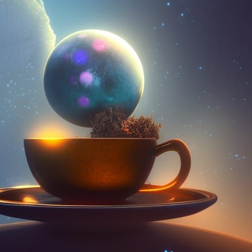 Asteroid in Teacup: Detailed Matte Painting