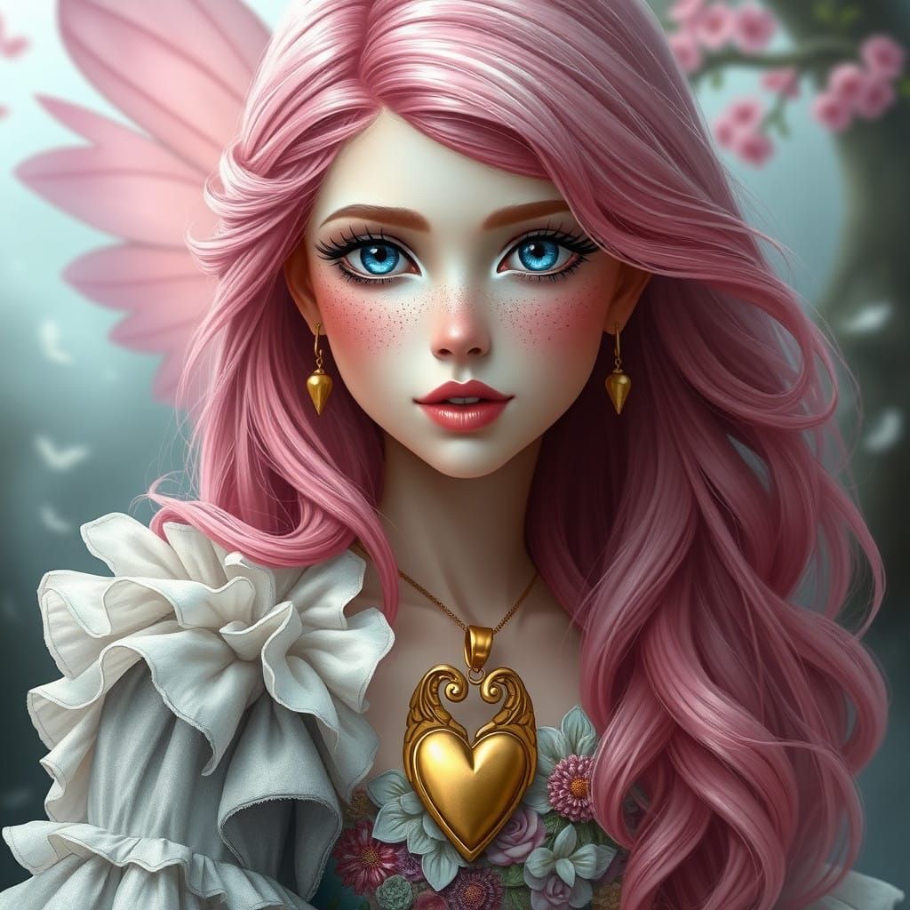 Ethereal Fantasy Princess in Rose Pink Hues