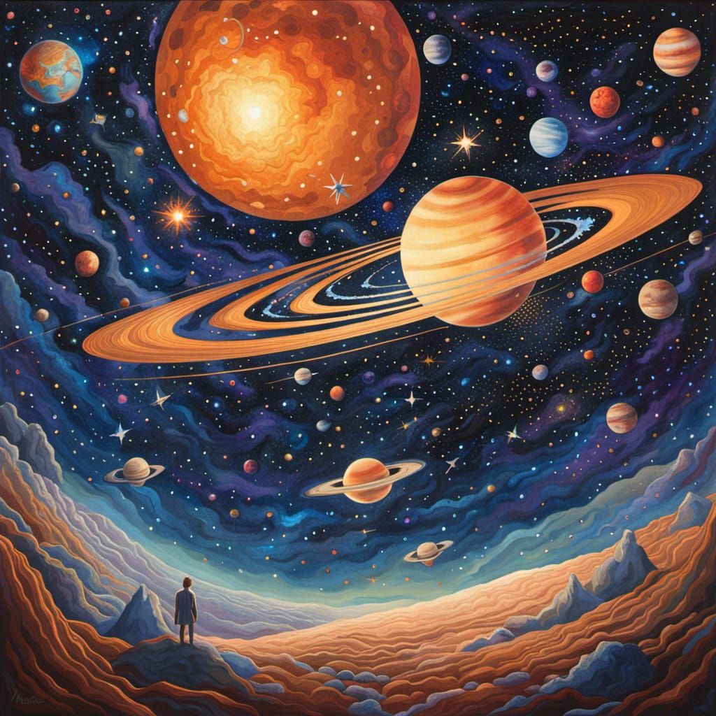 Cosmic Traveler's Surreal Journey Through the Galaxies