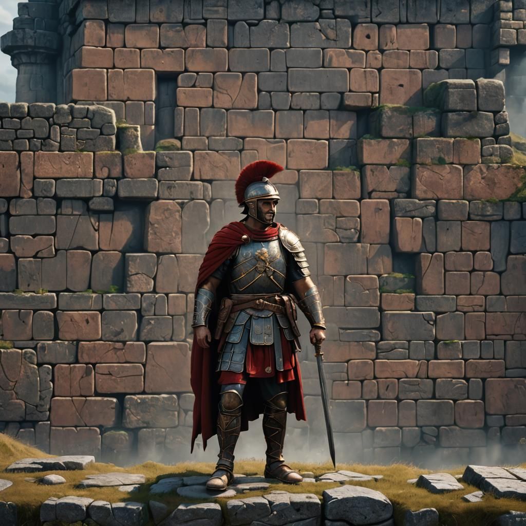 Roman Soldier Guarding Hadrian's Wall in Matte Painting