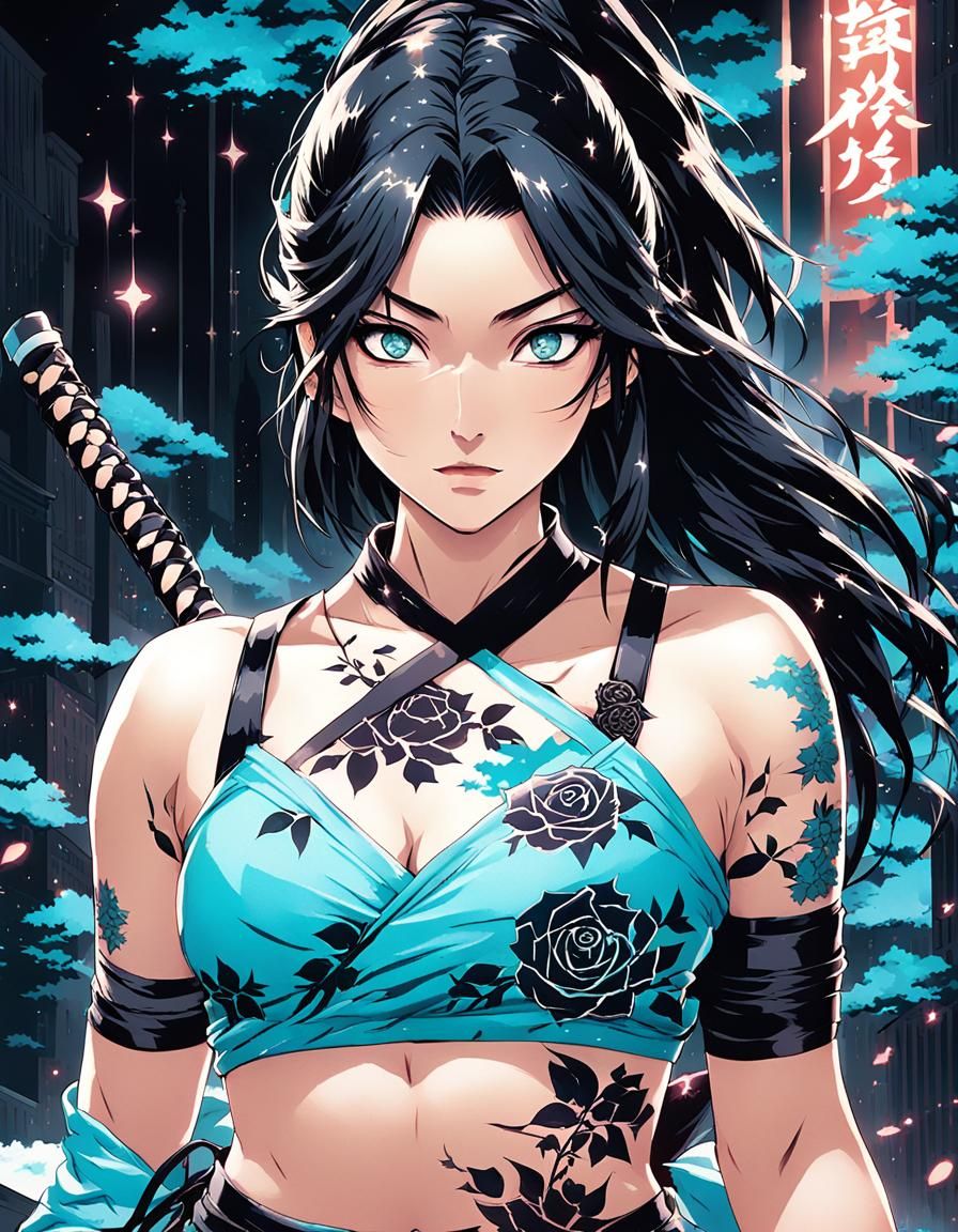 Gorgeous Kunoichi with Katanas in Tokyo, Anime Style