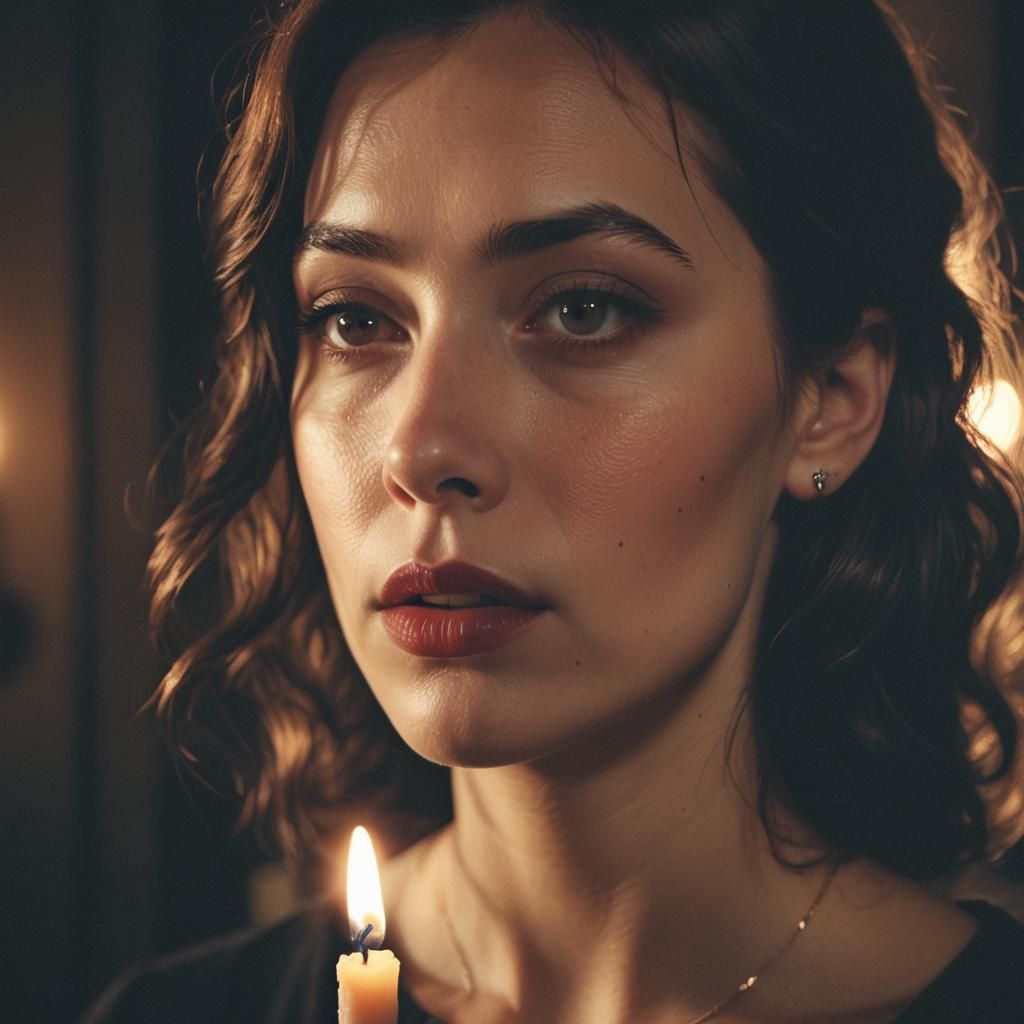 Whispering Secrets: Film Noir Portrait in Dim Light