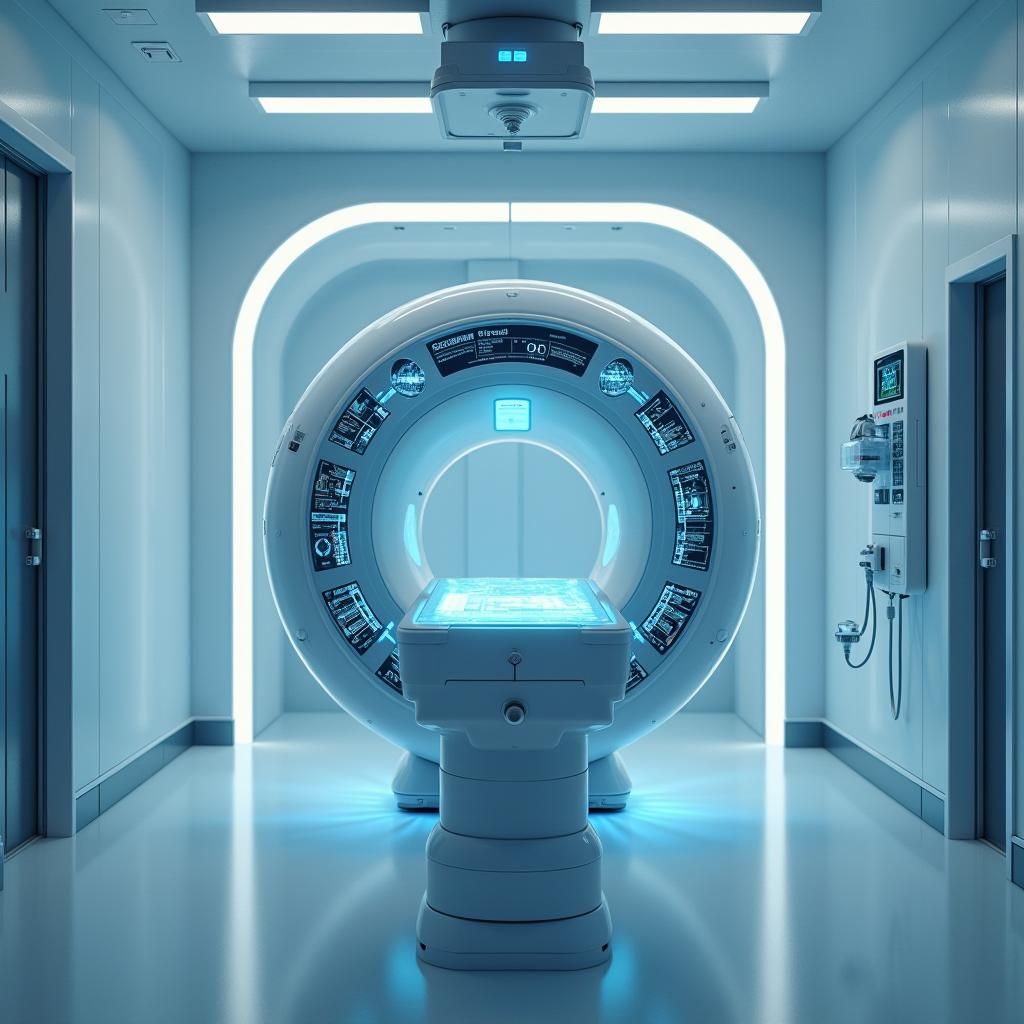 Futuristic AI Medical Device in Sterile Environment