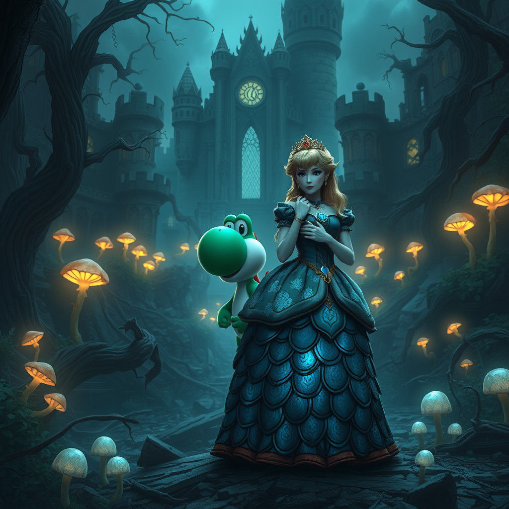 Princess Peach and Yoshi in Post-Apocalyptic Kingdom