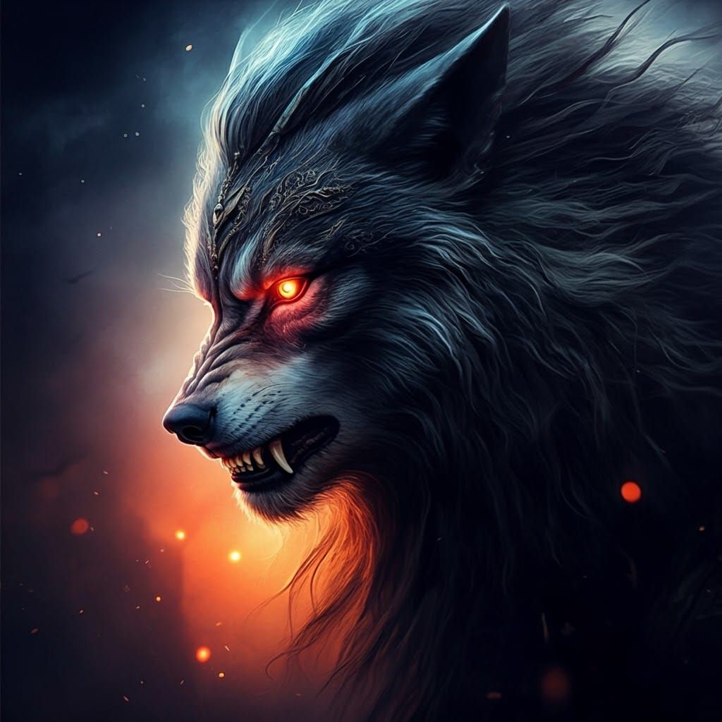 Mystical Werewolf Transformation in Dark Academia Style