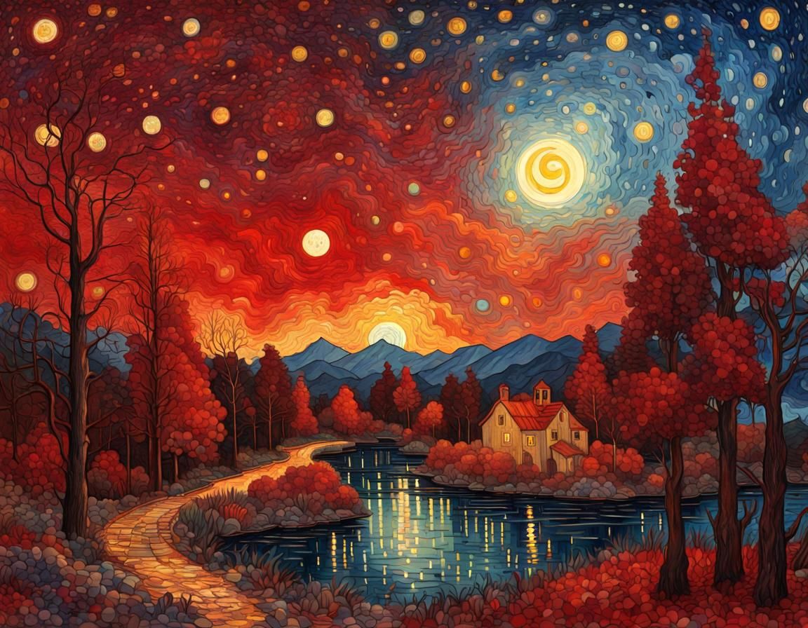 Heatmap Starry Night Sky in Van Gogh Style