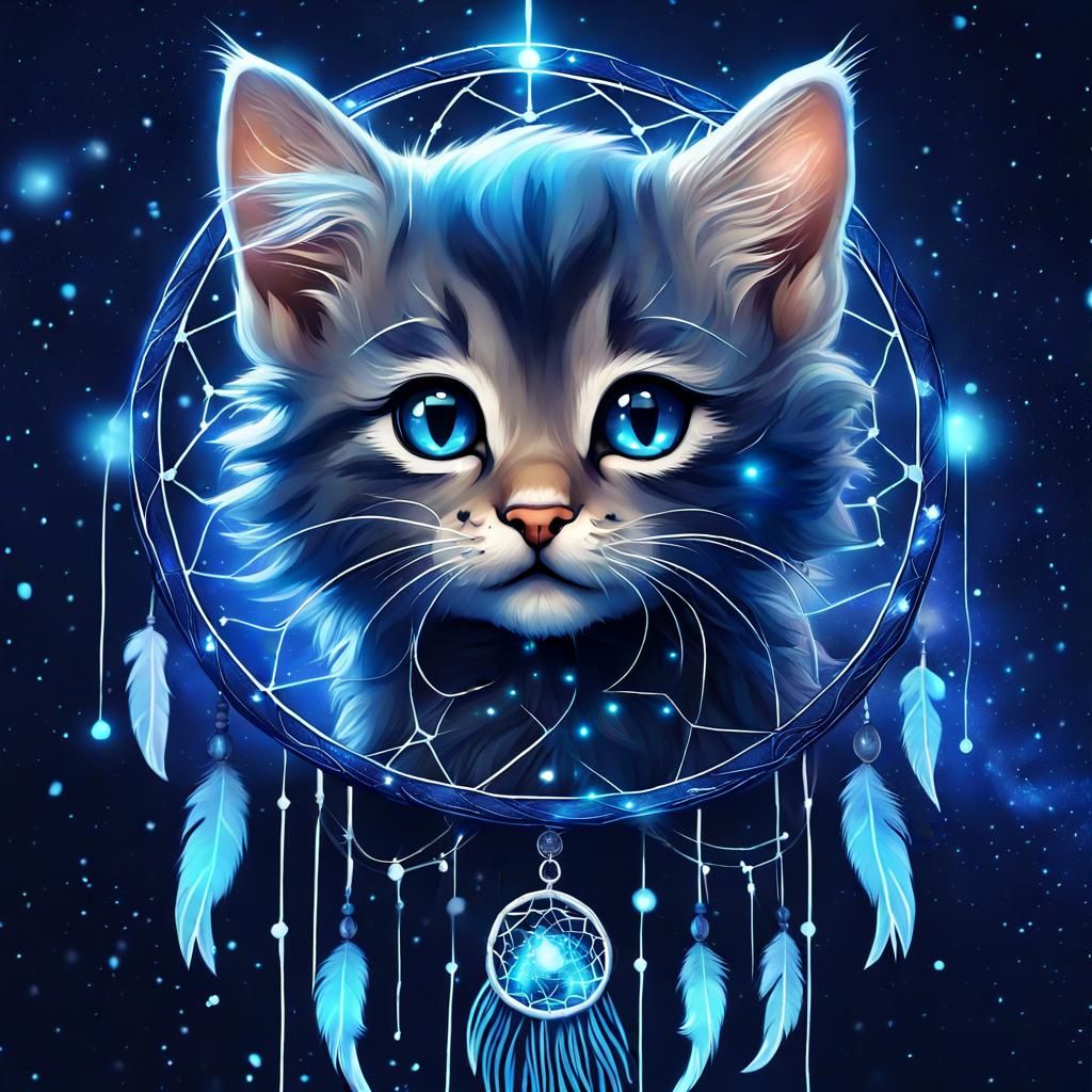 Constellation Kitten Emerging from Galaxy Dreamcatcher