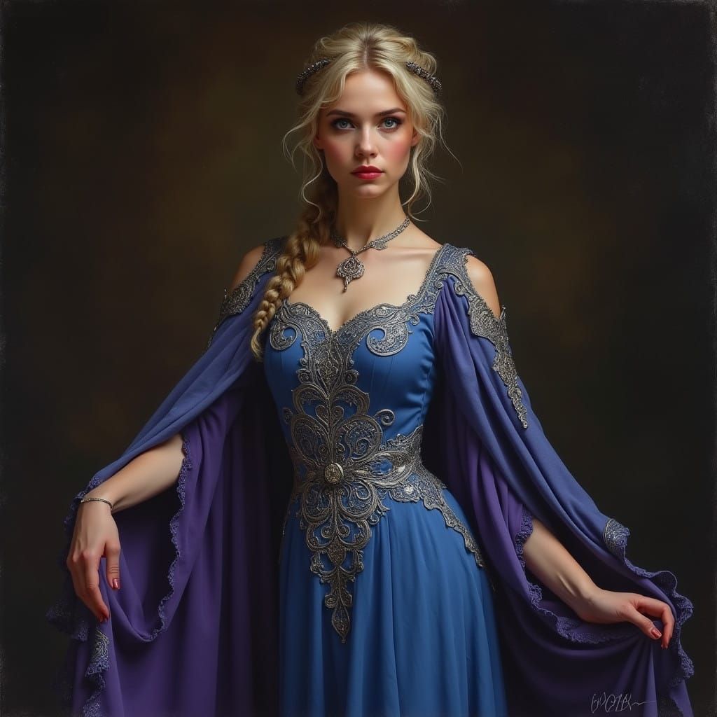 Elegant Female Bard in Rich, Dreamlike Portrait