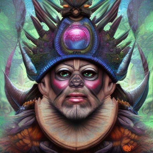 Tribal Mushroom Gnome Warrior in Dark Fantasy Style