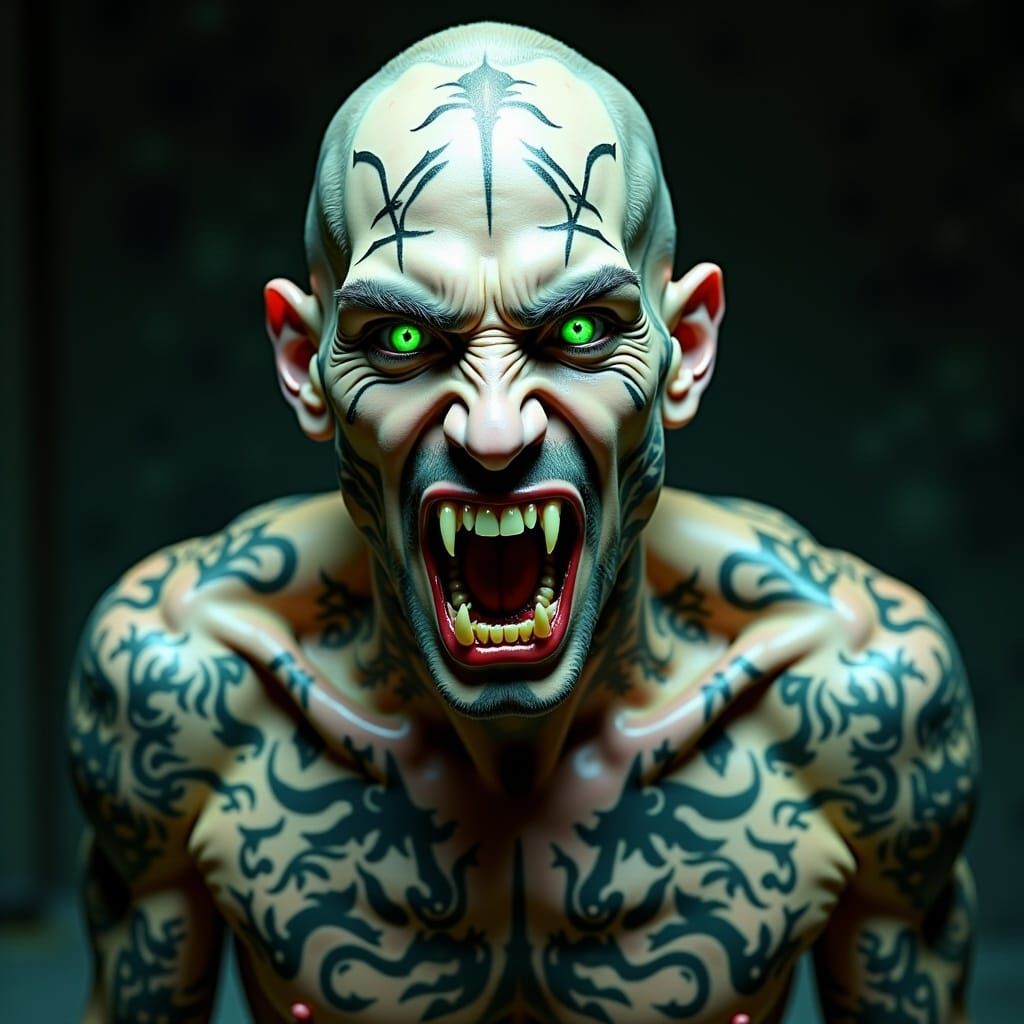 Gothic, Biomechanical Vampire in Dark, Ethereal Hues