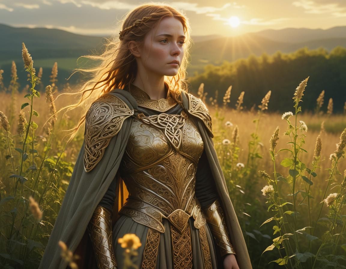 Celtic Goddess in a Summer Field: Digital Matte Painting