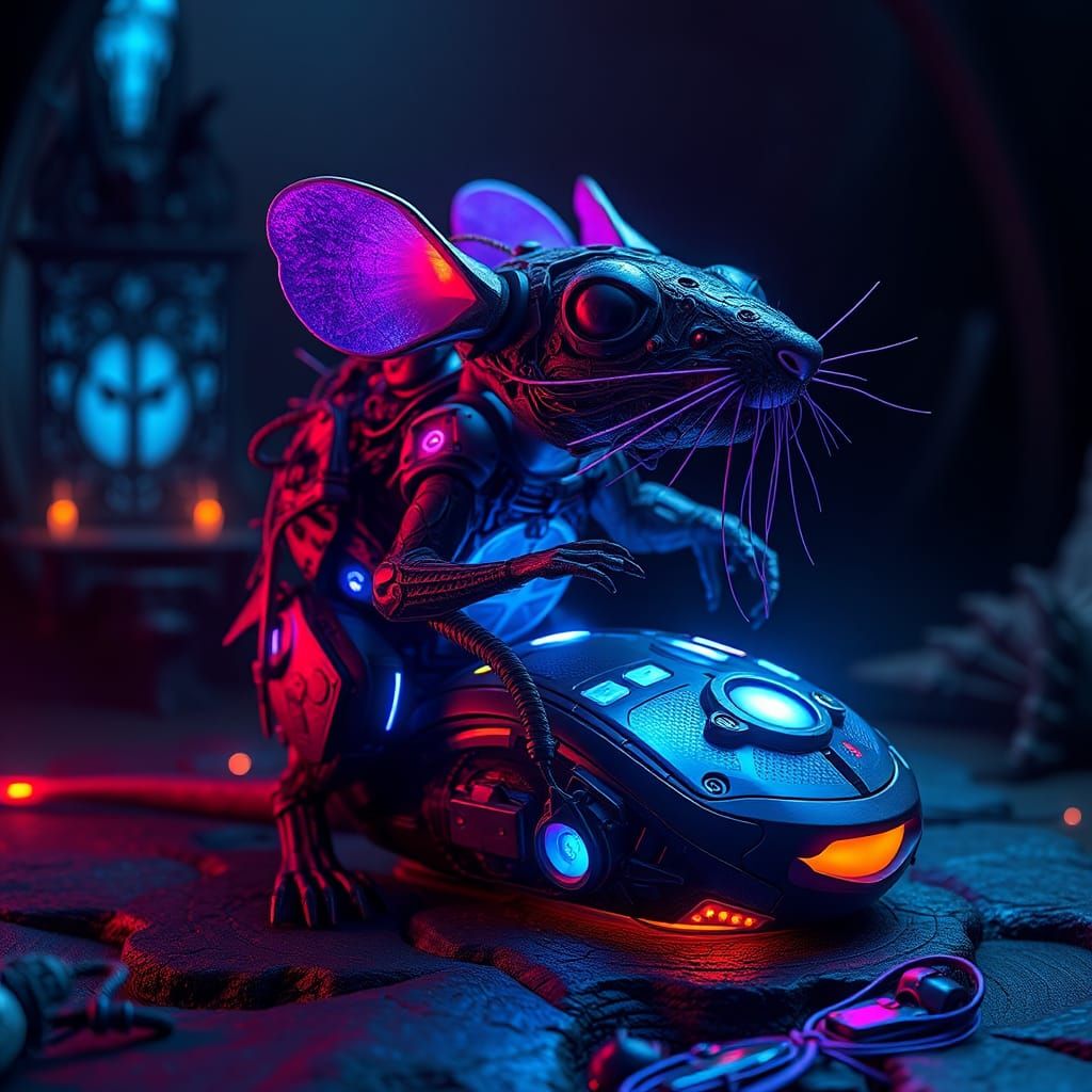 Mouse-Rat Hybrid Creature in Organic Sci-Fi Style