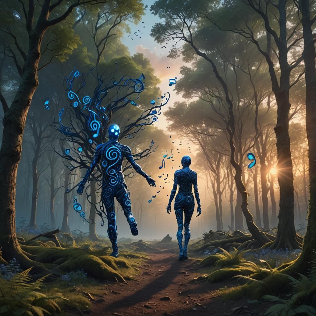 Blue Soul Ascending in Forest at Sunset