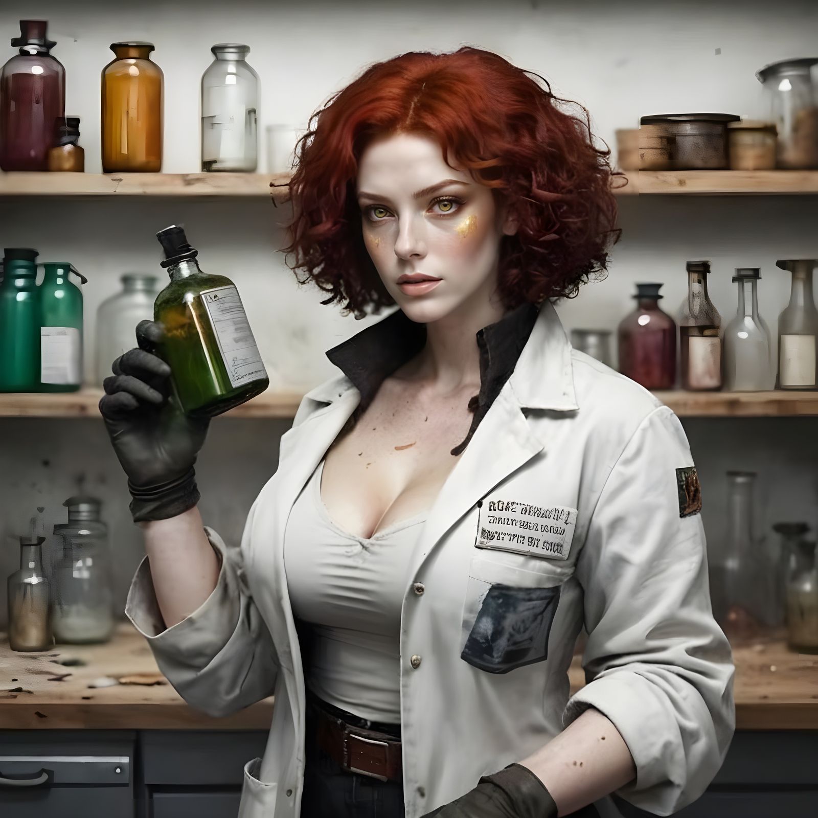 Agitated Scientist in Post-Apocalyptic Lab