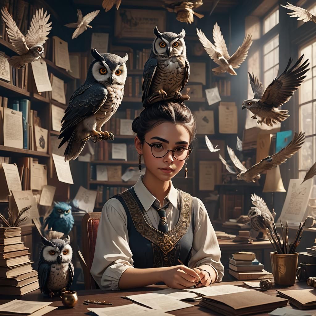 Detailed Matte Painting of a Scholar Woman