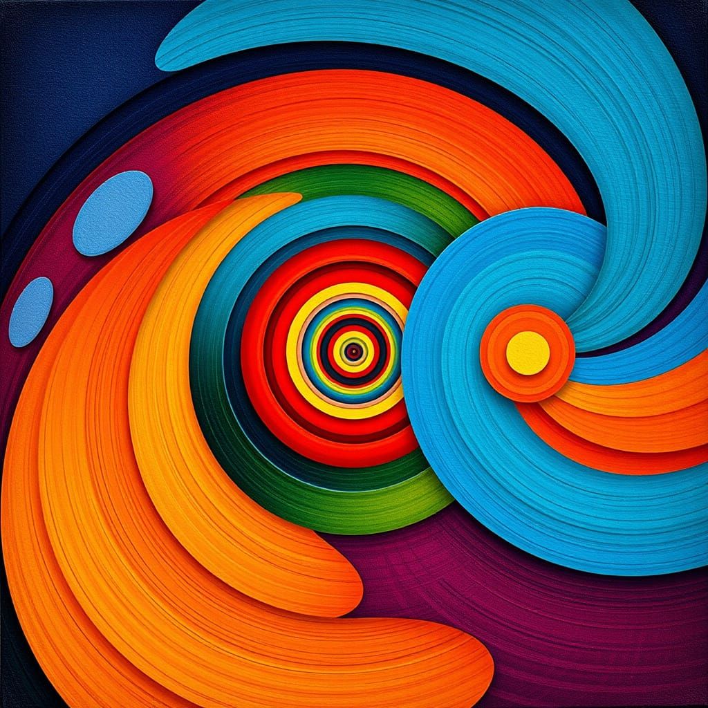 Abstract Op Art with Swirling Complementary Colors