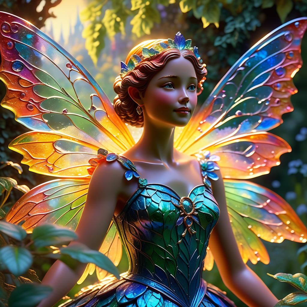 Fairy Queen with Resin Ring in Utopian Landscape