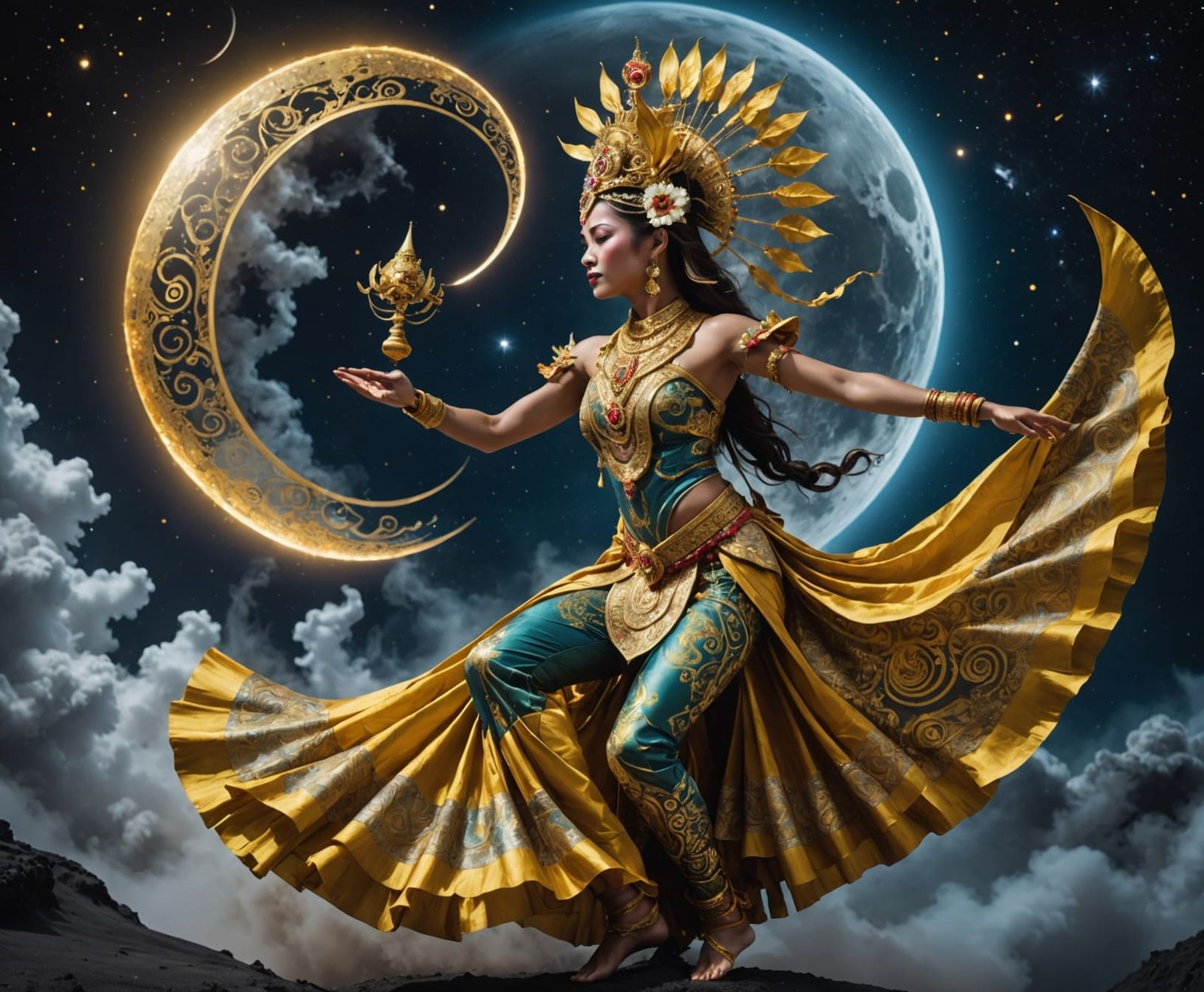 Balinese Cosmic Dancer in Lunar Ritual