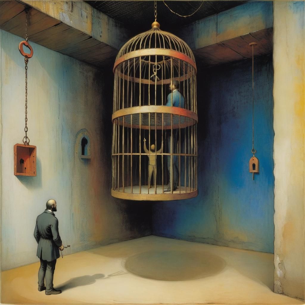Surreal Imprisonment: A Key to Freedom, in Bosch Style