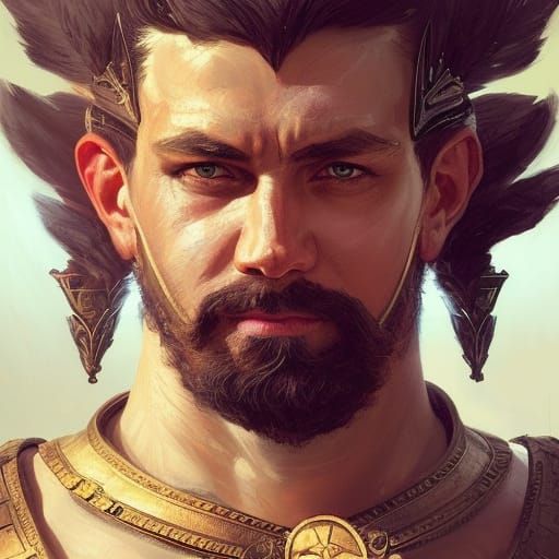 Handsome Gladiator Portrait with Dynamic Lighting