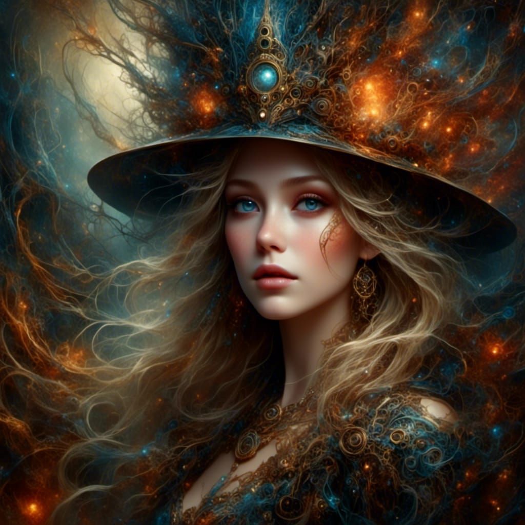 Beautiful Witch Portrait in Detailed Matte Painting Style